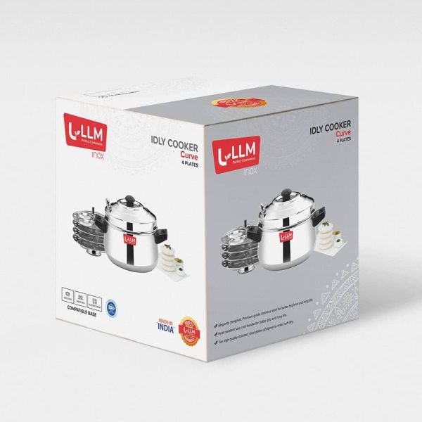 LLM Curve 4 Plates Stainless Steel Idly Cooker / Steamer (INDUCTION BASE)