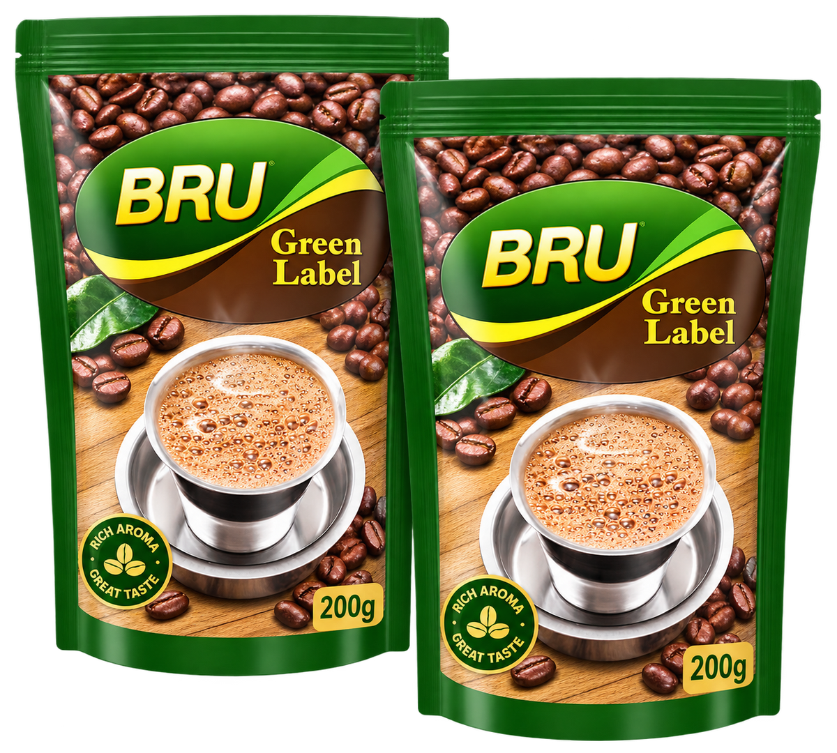 BRU Green Label Coffee 200g – Pack of 2 (400g)