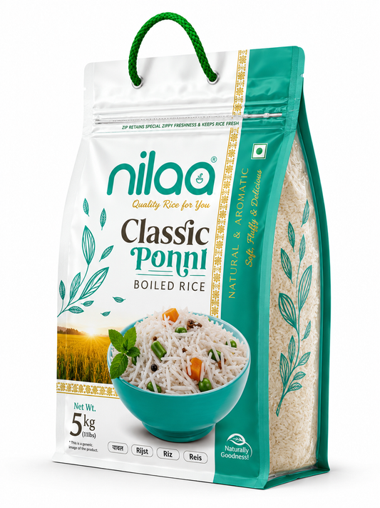 Nilaa Ponni Boiled Rice 5kg – Buy South Indian Rice Online in the UK