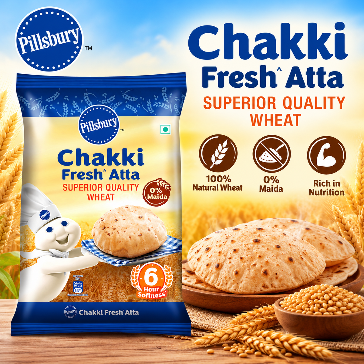 Pillsbury Chakki Atta Whole Wheat Flour 5kg