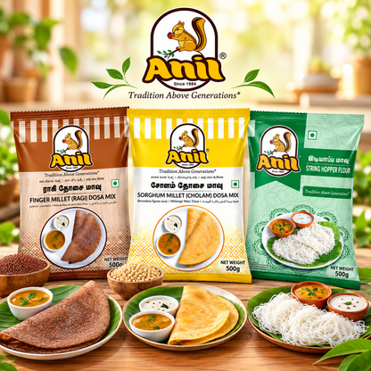 Anil Ragi Dosa Flour, Cholam Dosa Mix & Idiyappam Flour Combo Pack of 3X500g