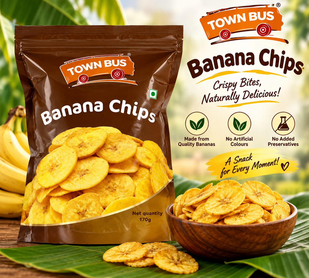 GRB Town Bus Banana Chips 170g || Crispy Kerala Style Snack