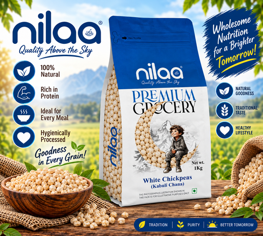 Nilaa White Chickpeas 1kg || Premium Kabuli Chana
