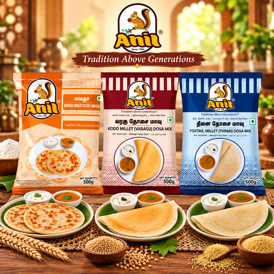 Anil Maida Flour, Varagu Dosa Mix & Thinai Dosa Mix Combo Pack of 3x500g