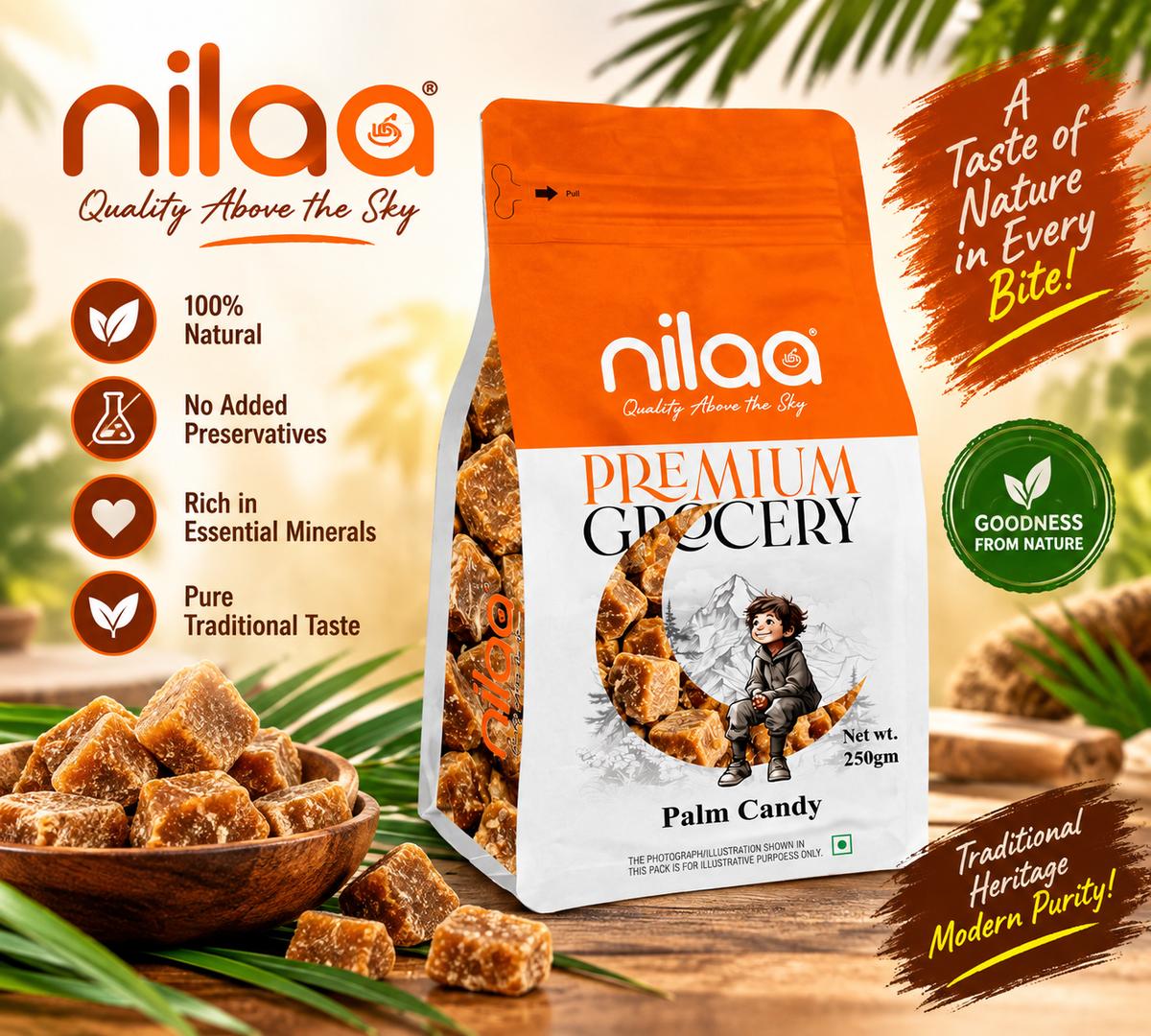 Nilaa Palm Candy Wholesale 250g || Panam Kalkandu Crystals