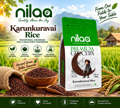 Nilaa Hand Pounded Karunkuruvai Rice 500g || Wholesale