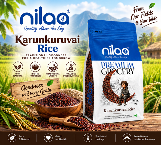 Nilaa Hand Pounded Karunkuruvai Rice 1Kg || Traditional Rice