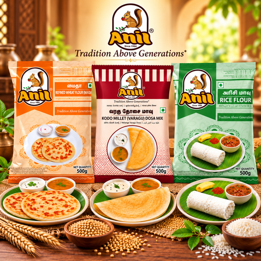 Anil Maida Flour, Varagu Dosa Mix & Rice Flour Combo Pack of 3x500g
