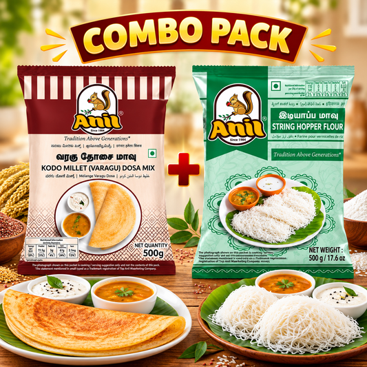 Anil Kodo Millet (Varagu) Dosa Mix & String Hopper Flour Combo Pack 2-500g