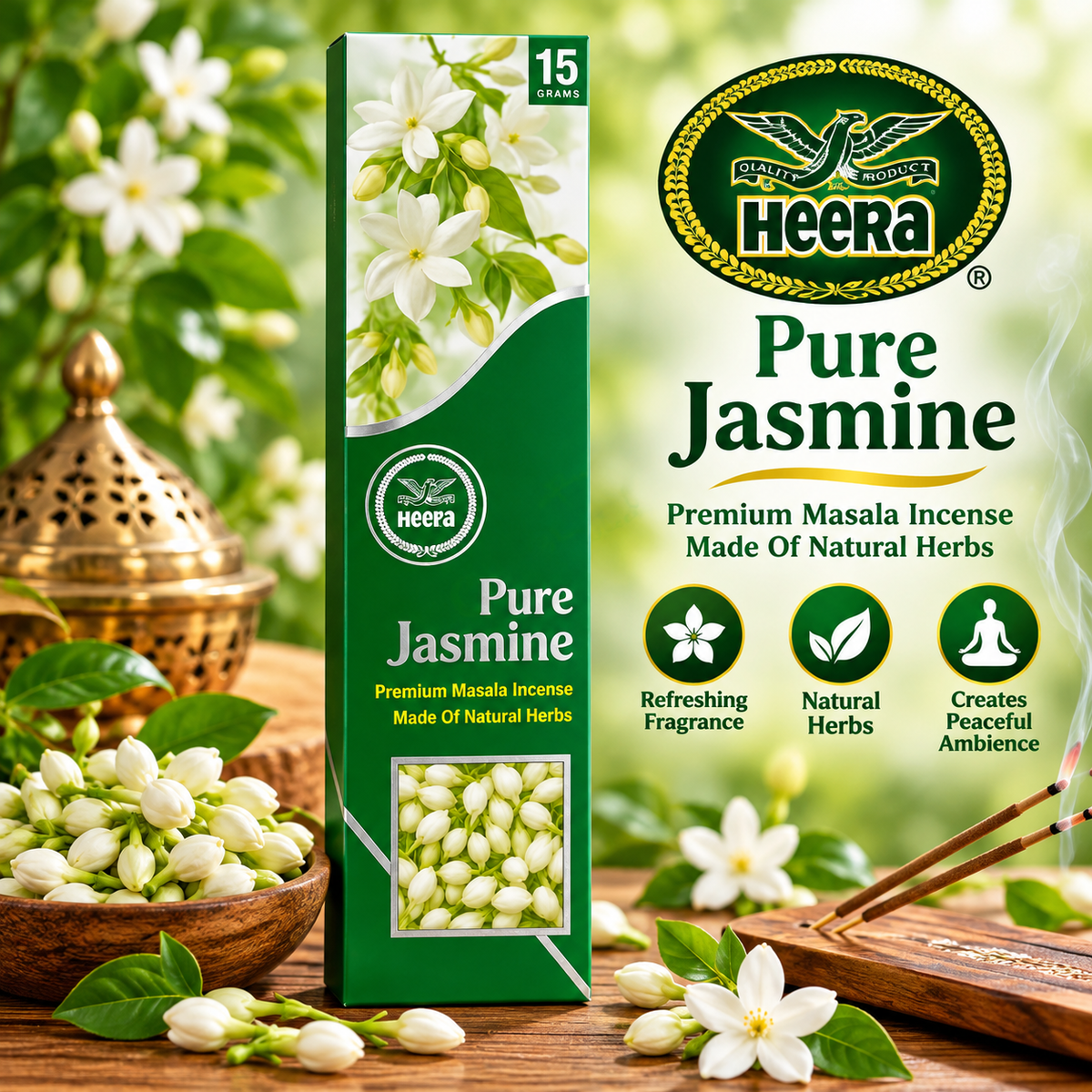 Heera Pure Jasmine Agarbatti Incense Sticks 15 Sticks