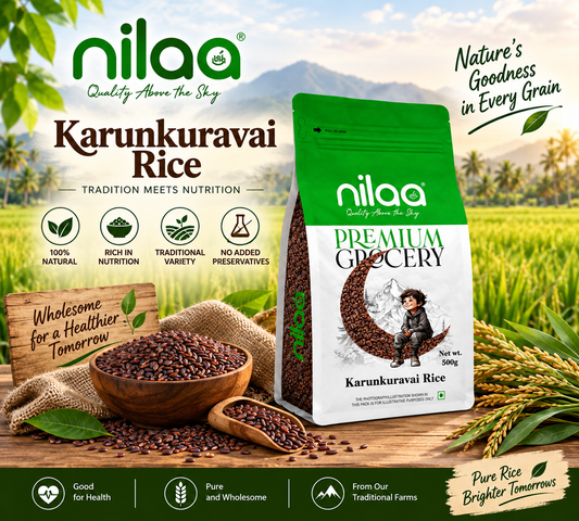 Nilaa Hand Pounded Karunkuruvai Rice 500g || Traditional Rice