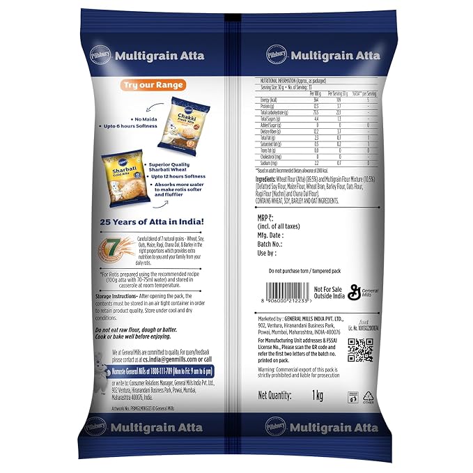 Pillsbury Multigrain Atta Whole Wheat Flour 1kg