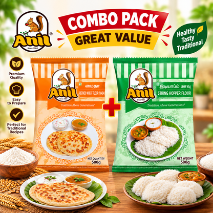Anil Maida Flour & String Hopper  Idiyappam Flour Combo Pack 2x500g