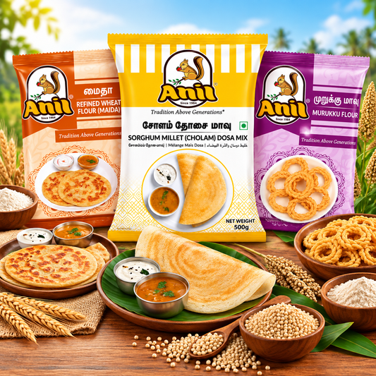 Anil Cholam Dosa Mix, Maida Flour & Murukku Flour Combo Pack of 3x500g