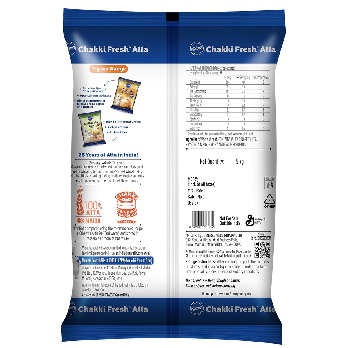 Pillsbury Chakki Atta Whole Wheat Flour 5kg