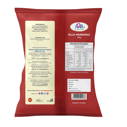 A2B Ellu Murukku 200g || Ready to Eat Sesame South Indian Snack