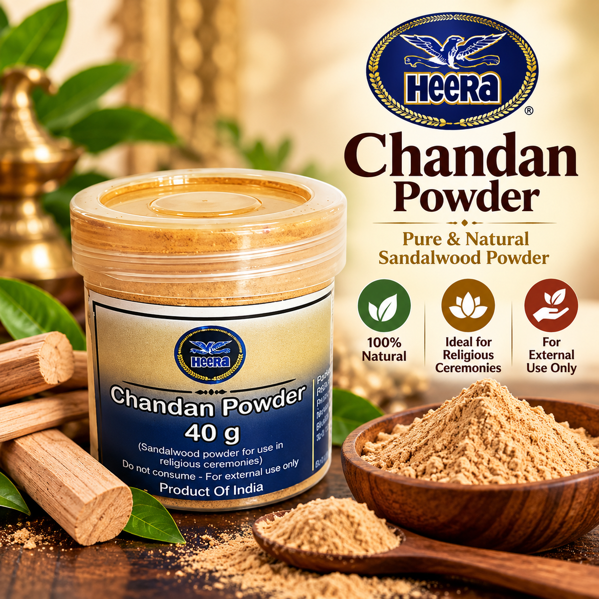Heera Sandalwood (Chandan) Powder 40g || Premium Herbal Powder