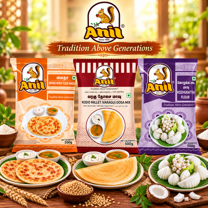 Anil Maida Flour, Varagu Dosa Mix & Kozhukattai Flour Combo Pack of 3x500g