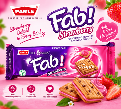 Parle Hide & Seek Fab Strawberry 112g || Strawberry Cream Biscuits
