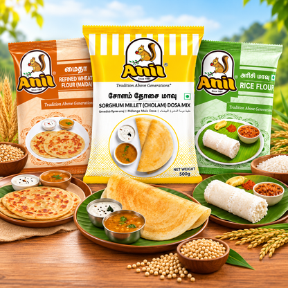 Anil Cholam Dosa Mix, Maida Flour & Rice Flour Combo Pack of 3x500g