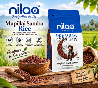 Nilaa Hand Pounded Mapillai Samba Red Rice 1Kg