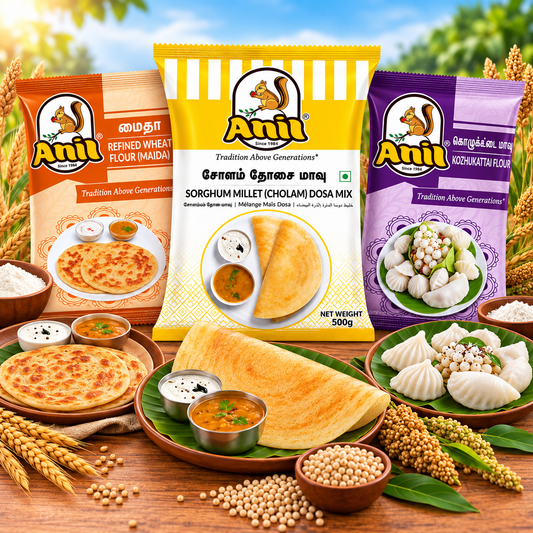 Anil Cholam Dosa Mix, Maida Flour & Kozhukattai Flour Combo Pack of 3x500g