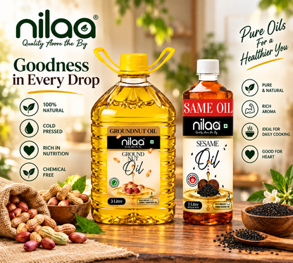 Nilaa Cold Pressed Oil Combo Pack 4L || Groundnut & Sesame Oil