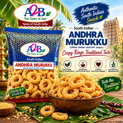 A2B Andhra Murukku 200g || Ready to Eat Spicy South Indian Crunchy Snack Uk