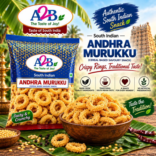 A2B Andhra Murukku 200g || Ready to Eat Spicy South Indian Crunchy Snack Uk