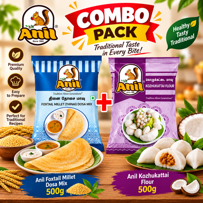 Anil Foxtail Millet Thinnai Dosa Mix & Kozhukattai Flour Combo Pack 2x500g