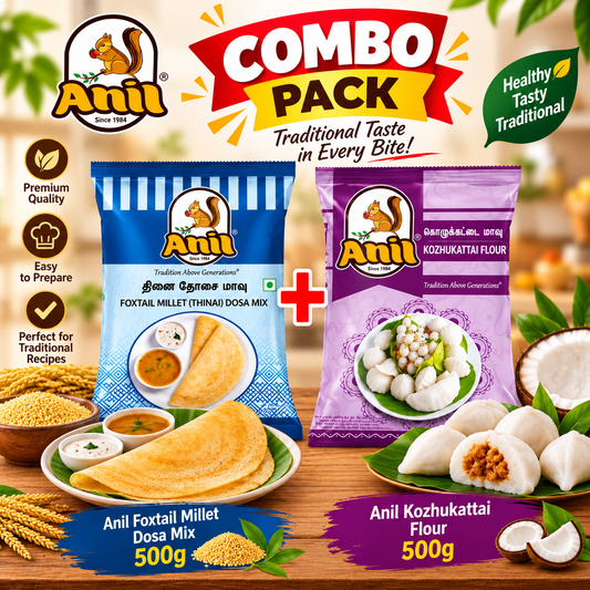 Anil Foxtail Millet Thinnai Dosa Mix & Kozhukattai Flour Combo Pack 2x500g