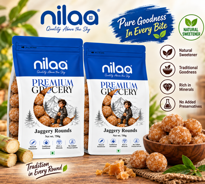 Nilaa Jaggery Rounds Combo Pack – 2 × 750g (1.5kg) || Natural Cane Jaggery