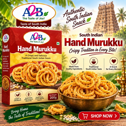 A2B Hand Murukku 200g || Ready to Eat Traditional South Indian Snacks