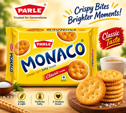 Parle Monaco Biscuits 253.2g || Crispy Salted Crackers || Indian Grocery