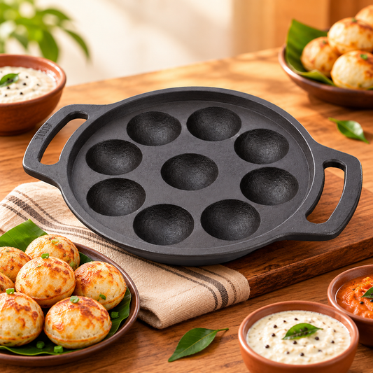 9 Pits Paniyaram Pan Induction Compatible || Non Stick Appam Pan