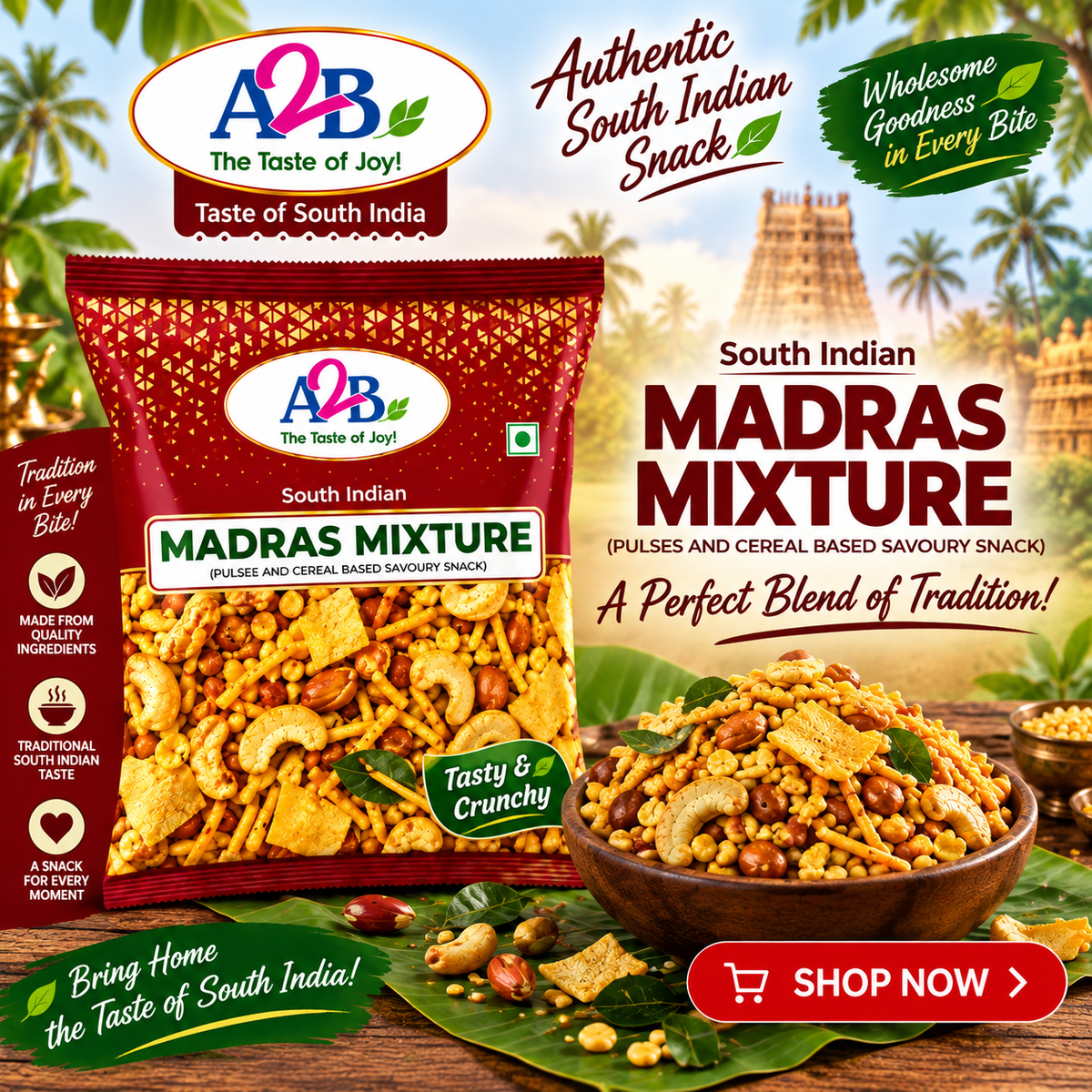 A2B Madras Mixture 200g || Ready to Eat Crispy South Indian Namkeen