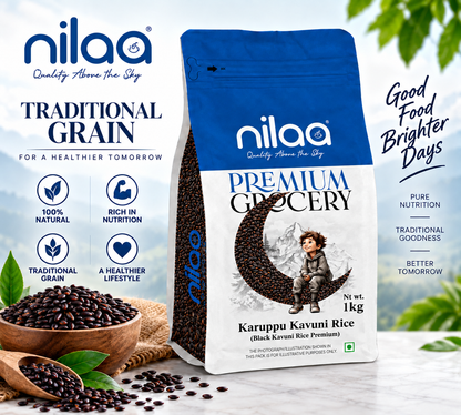 Nilaa Hand Pounded Karuppu Kavuni Black Rice 1Kg | Wholesale