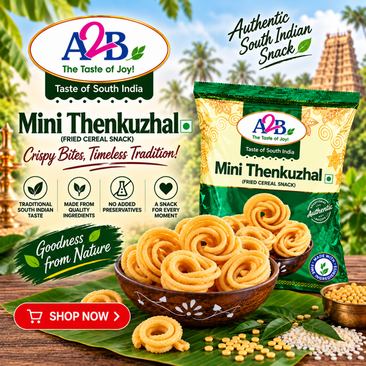 A2B Mini Thenkuzhal 200g || Ready to Eat Crispy South Indian Murukku
