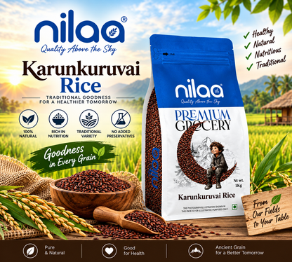 Nilaa Hand Pounded Karunkuruvai Rice 1Kg || Wholesale