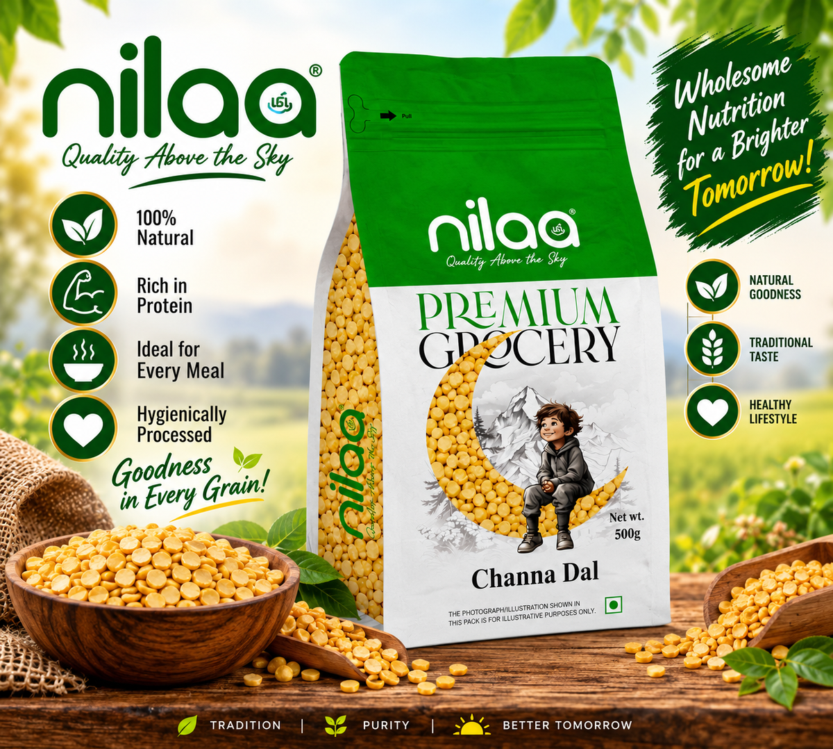 Nilaa Premium Chana Dal Wholesale 500g || Split Bengal Gram