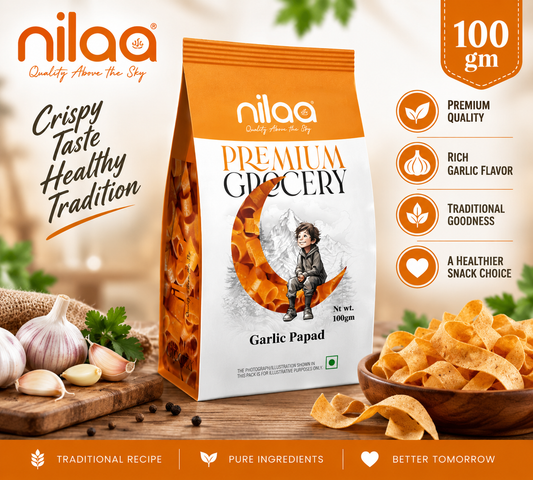 Nilaa Garlic Papad 100g || Crispy Indian Garlic Papad