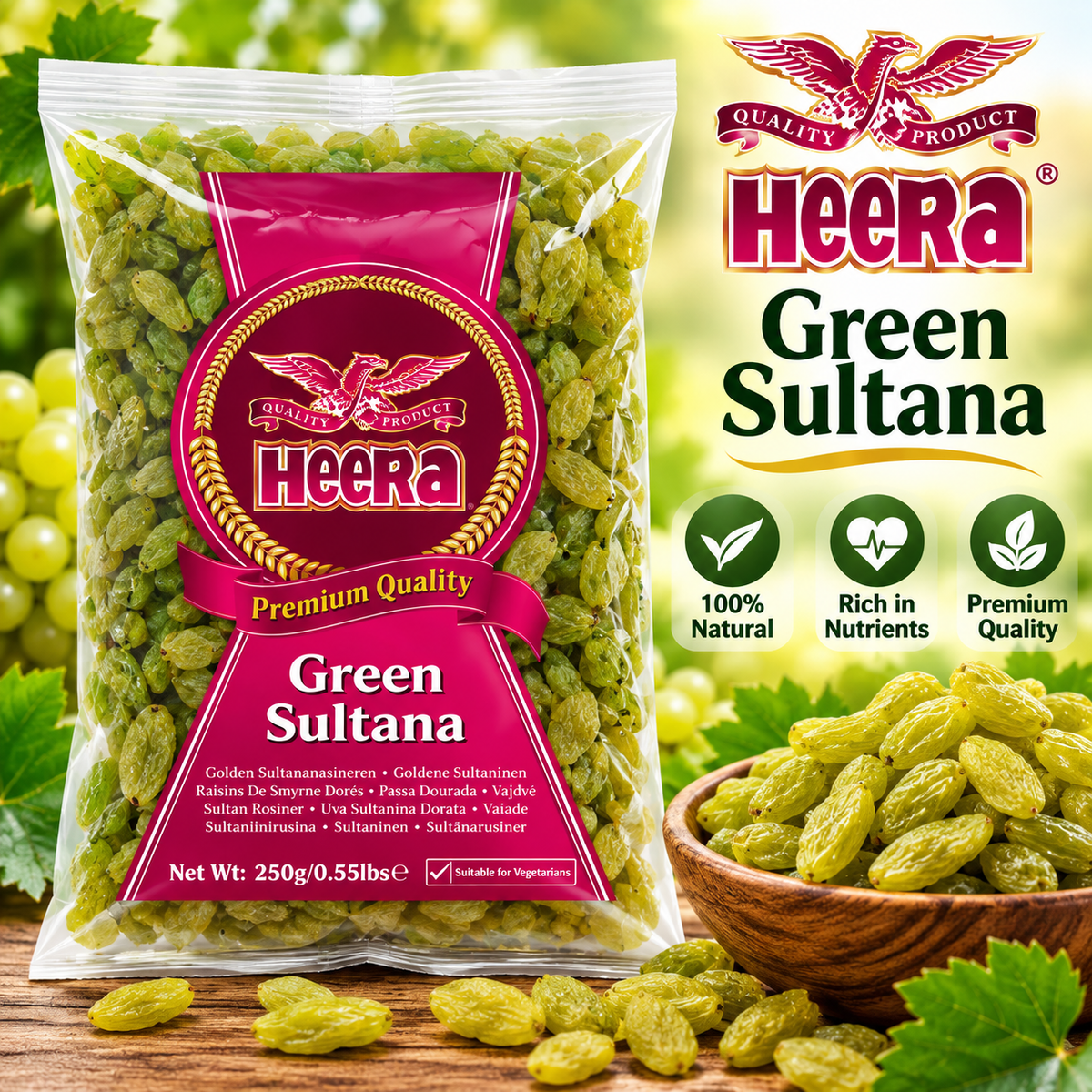 Heera Green Sultana Raisins 100g || Premium Seedless Dry Fruits