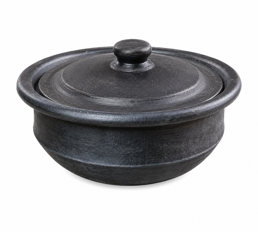 Clay Pots With Lid (Black)- 2 Liters