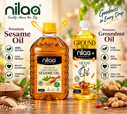 Nilaa Cold Pressed Oil Combo Pack 4L || Sesame & Groundnut Oil