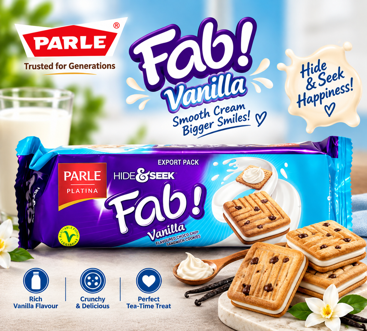 Parle Hide & Seek Fab Strawberry 112g || Strawberry Cream Cookies