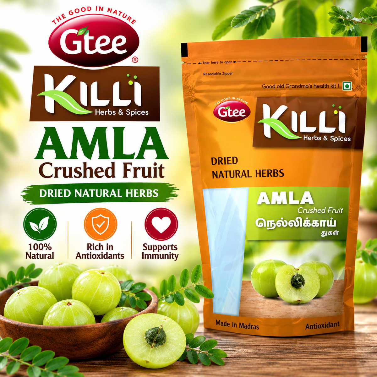 KILLI Amla Fruit Crushed Powder 100g ||  Premium Nellikkai Powder