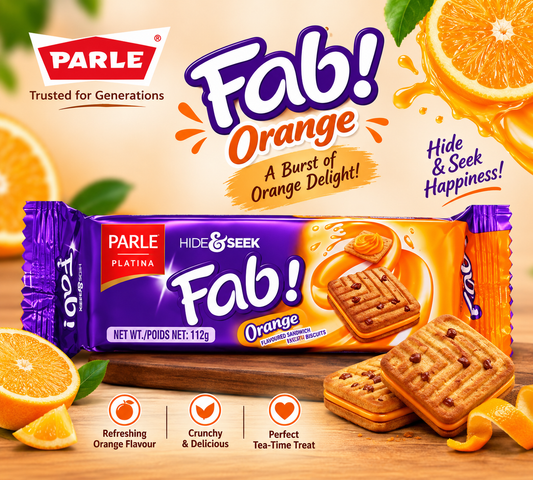 Parle Hide & Seek Fab Orange Cookies 125g || Orange Cream