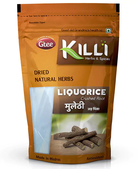 KILLI Liquorice | Adhimadhuram | Mulethi | Irattimadhuram | Atimadhuramu | Jeshtamadhu Root Crushed, 100g
