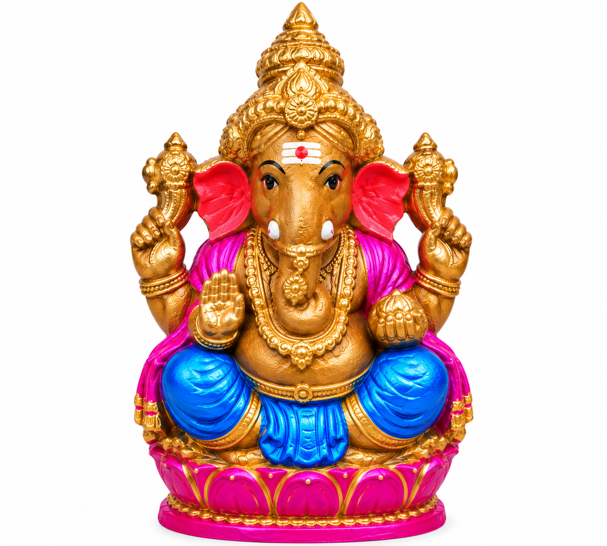 Traditional Full Clay with color Vinayagar Statue for Pooja – 8Inch, 11 Inch & 12 Inch
