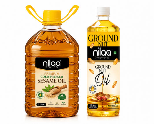 Nilaa Cold Pressed Oil Combo Pack – Sesame Oil 3L + Groundnut Oil 1L